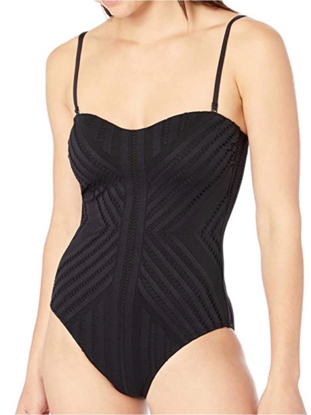 Kenneth Cole Reaction Black One-Piece Swimsuit with Removable Straps